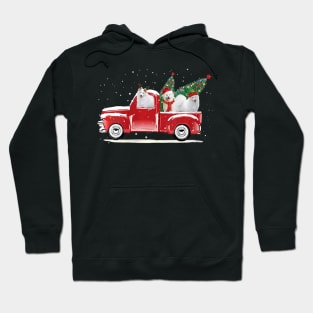 Womens Samoyed Christmas Red Truck Pick Up Tree Hoodie